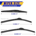 3 wipers Replacement for 2012-2018 Subaru Forester/2015-2019 Subaru Outback, Windshield Wiper Blades Original Equipment Replacement - 26"/17"/14" (Set of 3) U/J HOOK by Rooppa
