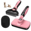 3PCS Self Cleaning Slicker Brush & Pet Grooming Rake & Bath Brush for Dogs,Cats and Horses | Double-Sided Dematting Comb & Skin Friendly Deshedding Grooming Tool | Pet Supplies… by Augwind