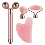 4-in-1 Face Massager and Gua Sha Set for Women, Rose Quartz Face Roller Skin Care Tools Electric Eye Massager Tool for Face Skin Roller by SSGP