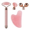 4-in-1 Face Massager and Gua Sha Set for Women, Rose Quartz Face Roller Skin Care Tools Electric Eye Massager Tool for Face Skin Roller by SSGP