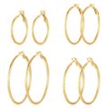 4 Pairs Silver Gold Hoop Earrings for Women | 14K Gold Plated Hoop Earrings Set Hypoallergenic Earring Lightweight Dangle Earrings Set by PICKBEAU