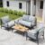 4 Pieces Outdoor Sofa Conversation Set, 4 Seats Couch Set with Table, Metal Frame Rope Weaving Design UV Resistance Waterproof for Patio Garden Balcony, Grey by Jocoevol