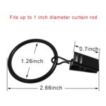 40 Pack Curtain Rings with Clips, Drapery Clips with Rings, Drapes Rings 1.26 in Interior Diameter, Fits up to 1 in Curtain Rod, Black by AMZSEVEN