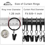 40 Pack Curtain Rings with Clips, Drapery Clips with Rings, Drapes Rings 1.26 in Interior Diameter, Fits up to 1 in Curtain Rod, Black by AMZSEVEN