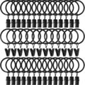 40 Pack Curtain Rings with Clips, Drapery Clips with Rings, Drapes Rings 1.26 in Interior Diameter, Fits up to 1 in Curtain Rod, Black by AMZSEVEN