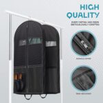 43" Travel Garment Bag with Accessories Zipper Pocket, Heavy Duty Suit Bag for Suits, Tuxedos, Dresses, Coats, Black, 1 pack by Lazebox