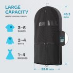 43" Travel Garment Bag with Accessories Zipper Pocket, Heavy Duty Suit Bag for Suits, Tuxedos, Dresses, Coats, Black, 1 pack by Lazebox