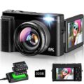 4K Digital Camera for Photography – Autofocus 48MP Vlogging Camera for YouTube with 3” 180°Flip Screen – 16X Digital Zoom, Anti-Shake Camera for Vlogging with SD Card, 2… by VAHOIALD