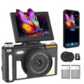 4K Digital Camera for Photography, Autofocus, WiF 64MP Vlogging Camera for YouTube, 3″ 180° Flip Screen, 20X Digital Zoom Point Compact Camera, with Flash Hot Shoe, 64GB TF Card… by GBUZUYO