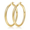 4mm Thick Gold Chunky Earrings Steling Silver Post Hoops Earrings For Women Hollow Tube Hoops Earrings Thick Gold Hoop Earrings Hypoallergenic Lightweight Gold Hoop Large… by OOOPEL