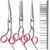 5 in1 Dog Grooming Scissors Kit, Professional Dog Scissors for Grooming with Safety Round Tips, Titanium Coated Grooming Shears for Dogs Cat Pet At Home by TINMARDA