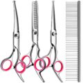 5 in1 Dog Grooming Scissors Kit, Professional Dog Scissors for Grooming with Safety Round Tips, Titanium Coated Grooming Shears for Dogs Cat Pet At Home by TINMARDA