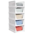 5 Pack Stackable Closet Storage Basket – Stackable Storage Bins, Multifunctional & Foldable Closet Organizer, Wardrobe Cupboard Space-Saving Hat Storage Drawer Organizer, White by caktraie