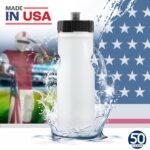 50 Strong Sports Water Bottles – Reusable 22 oz BPA-Free Plastic Bottles with Pull Top Cap – Made in USA – Top Rack Dishwasher Safe – Fits Most Bike Cages Brand by 50 Strong