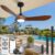52” Outdoor Ceiling Fan with Light and Remote via WiFi Alexa, 3 Walnut Solid Wood Blade, Noiseless Reversible Dc Motor, Smart Outdoor Wood Ceiling Fan for Farmhouse Patios, Walnut by Homlit