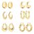 6 Pairs 14K Gold Plated Hoop Earrings for Women Lightweight Chunky Hoop Earrings Multipack Hypoallergenic, Thick Open Twisted Huggie Hoops Earring Set Jewelry for Gifts. by ALLHOLA