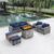 6 Pieces Outdoor Patio Furniture Sets with Furniture Cover, PE Rattan Wicker Patio Conversation Set with 60000 BTU Outdoor Propane Fire Pit Table (Royal Blue, Fire Pit Table) by wudipatio