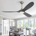 60 Inch Smart Outdoor Ceiling Fans with Light Alexa/Tuya App/Remote Control, Modern Gray Wood DC Ceiling Fan with Dimmable Led Light, Damp-rated Exterior Ceiling Fan for Patios… by ShreeFindee