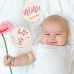 7 Pcs Baby 3D Monthly Milestone Wooden Signs Girl Baby 1-12 Months Announcement Card Sign Wood Markers Disc Block Baby Keepsake Double Sided Engraved Keepsake Photo Prop (Pink) by HIYZI