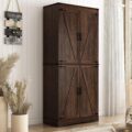 71″ Tall Kitchen Pantry,Farmhouse Storage Cabinet with Adjustable Shelves,Load-Bearing Steel Pipe,Farmhouse Pantry Cabinet with 4 Barn Doors, for Kitchen,Dining Room,Living… by Hlivelood