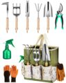 9-Piece Premium Gardening Tool Set for Women – Heavy Duty Stainless Steel Rust-Proof Tools with Fashion Storage Tote | Perfect Gardening Gifts for Mom, Mother’s Day, Birthday &… by Wevelel