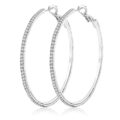 925 Sterling Silver Earrings Large Rhinestone Hoop Earrings Big Cubic Zirconia Hoop Earrings Thin Rhinestones Round Hoop Earrings for Women 20/30/40/50/60/70mm Sparkly Hoops… by OOOPEL