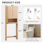 ACCOHOHO Modern Over The Toilet Storage Cabinet with Adjustable Shelf & Handle-Less Double Doors, 67 Inch Tall Wooden Bathroom Cabinet, Natural Oak by ACCOHOHO