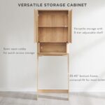 ACCOHOHO Modern Over The Toilet Storage Cabinet with Adjustable Shelf & Handle-Less Double Doors, 67 Inch Tall Wooden Bathroom Cabinet, Natural Oak by ACCOHOHO
