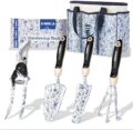 Aimerla Gardening Tool Set of 5 Heavy Duty Aluminum Garden Tools with Non-Slip Rubber Grip, Fashion Garden Bag, Durable Hand Tools for Gardener, Weeding, Gardening Gifts for… by Aimerla