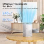 Air Purifiers For Bedroom And Home 1095 Sq. Ft True H13 HEPA Pet Air Purifier For Dorm Room With Air Quality Display 360° Air Intake & Outlet For Bedroom Office, DH-JHD07(White) by VOOPNU