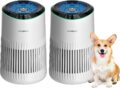 Air Purifiers for Bedroom Home with Sleep Mode for Smoke Pet Dander Odors, Small Air Purifier with Fragrance Sponge, Blue Ambient Light, 23dB Quiet, 2 Pack White by MORENTO