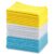 Amazon Basics Microfiber Cleaning Cloths, Ultra Absorbent, Lint Free, Streak Free, Non-Abrasive, Reusable and Washable, 16″ x 12″, Blue/White/Yellow, Pack of 24 by Amazon Basics