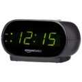 Amazon Basics Small Digital Oval Alarm Clock With LED Display, Nightlight & Battery Backup, Black, 4.5 x 3.5 x 2.4 Inches by Amazon Basics