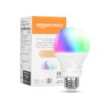Amazon Basics Smart A19 LED Light Bulb, Color Changing, 9W (60W Equivalent), 800LM, Works with Alexa Only, 2.4 GHz Wi-Fi, No Hub Required, 1 Pack by Amazon Basics