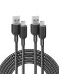 Anker USB A to USB C Cable, Charger Cord (2 Pack, 6FT), for iPhone 17 Series,Samsung Galaxy Note 10/S10+ S10, LG V30 (Black) by Anker
