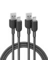 Anker USB A to USB C Cable, Charger Cord (2 Pack, 6FT), for iPhone 17 Series,Samsung Galaxy Note 10/S10+ S10, LG V30 (Black) by Anker