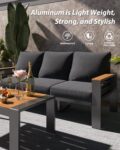 Aoxun Aluminum Outdoor Patio Furniture Set, 7 Seats Outdoor Sectional with Coffee Table, Patio Conversation Sets with Upgraded Armrests and Cushions for Backyard, Garden and... by Aoxun