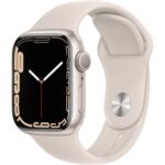 Apple Watch Series 7 (GPS, 41mm) Starlight Aluminum Case with Starlight Sport Band, Regular (Renewed) by Amazon Renewed