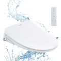 AQUATIZ Elongated Smart Toilet Bidet, Electric Toilet Seat with Self-Cleaning Nozzle, Adjustable Warm Water, Deodorizer, Air Dryer, LED Night light (Remote Control) by AquaSpace