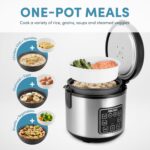 AROMA Digital Rice Cooker, 4-Cup (Uncooked) / 8-Cup (Cooked), Steamer, Grain Cooker, Multicooker, 2 Qt, Stainless Steel Exterior, ARC-914SBD by AROMA