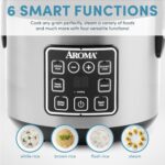 AROMA Digital Rice Cooker, 4-Cup (Uncooked) / 8-Cup (Cooked), Steamer, Grain Cooker, Multicooker, 2 Qt, Stainless Steel Exterior, ARC-914SBD by AROMA
