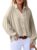 Astylish Women’s Casual Blouses Business Linen Tops Cute Puff Sleeve V Neck Button-Down Henley Shirts 2025 Fall Outfits by Astylish