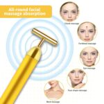 Aubric Face Massager Electric Beauty Bar 24k Golden Facial Massage Tool, T-Shape Electric Vibrating Wand Face Neck Skin Firming Lifting Tighting Wrinkles Reducing Body Treatment... by Aubric