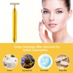 Aubric Face Massager Electric Beauty Bar 24k Golden Facial Massage Tool, T-Shape Electric Vibrating Wand Face Neck Skin Firming Lifting Tighting Wrinkles Reducing Body Treatment... by Aubric