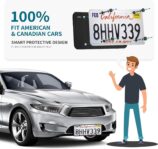 Aujen Silicone License Plate Frames Black, 2 Pack Car License Plate Frame, Universal US Black License Plate Holders Brackets Rust-Proof, Weather & Rattle-Proof, Car Accessories by Aujen
