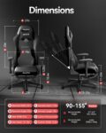 AutoFull C3 Gaming Chair, Racing Style Gaming Chair with Ergonomic Lumbar Support,Adjustable High Back PU Leather PC Chair with Footrest,Black by AutoFull