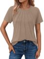 AUTOMET Womens Short Sleeve Shirts Business Casual Tops Summer Trendy Tshirts Dressy Tee Fashion Blouses Outfits 2025 by AUTOMET