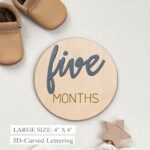 Baby Monthly Milestone Markers Disc, Wooden 3D Milestone Cards for Photos, Baby Announcement Sign,Slate Blue, 1-12 Months, 4 Inches in Size. by eoscasely