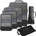 BAGAIL 4 Set/6 Set/8 Set Compression Packing Cubes Travel Accessories Expandable Packing Organizers (Half Mesh, 6-Black) by BAGAIL