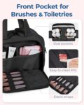 BAGSMART Travel Toiletry Bag, Lightweight Large Wide-open Travel Bag for Women, Puffy Cosmetic Makeup Bag Organizer with Handle for Accessories,Essentials, Toiletries, Black by BAGSMART